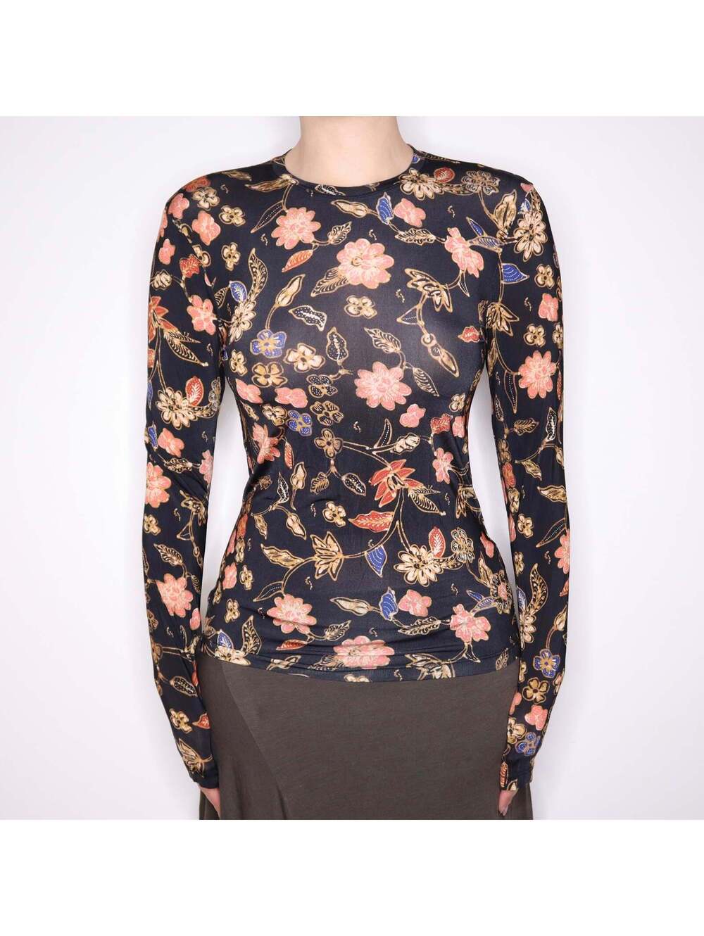 Modern ULLA JOHNSON Floral Mesh Long Sleeve Top (M/L)